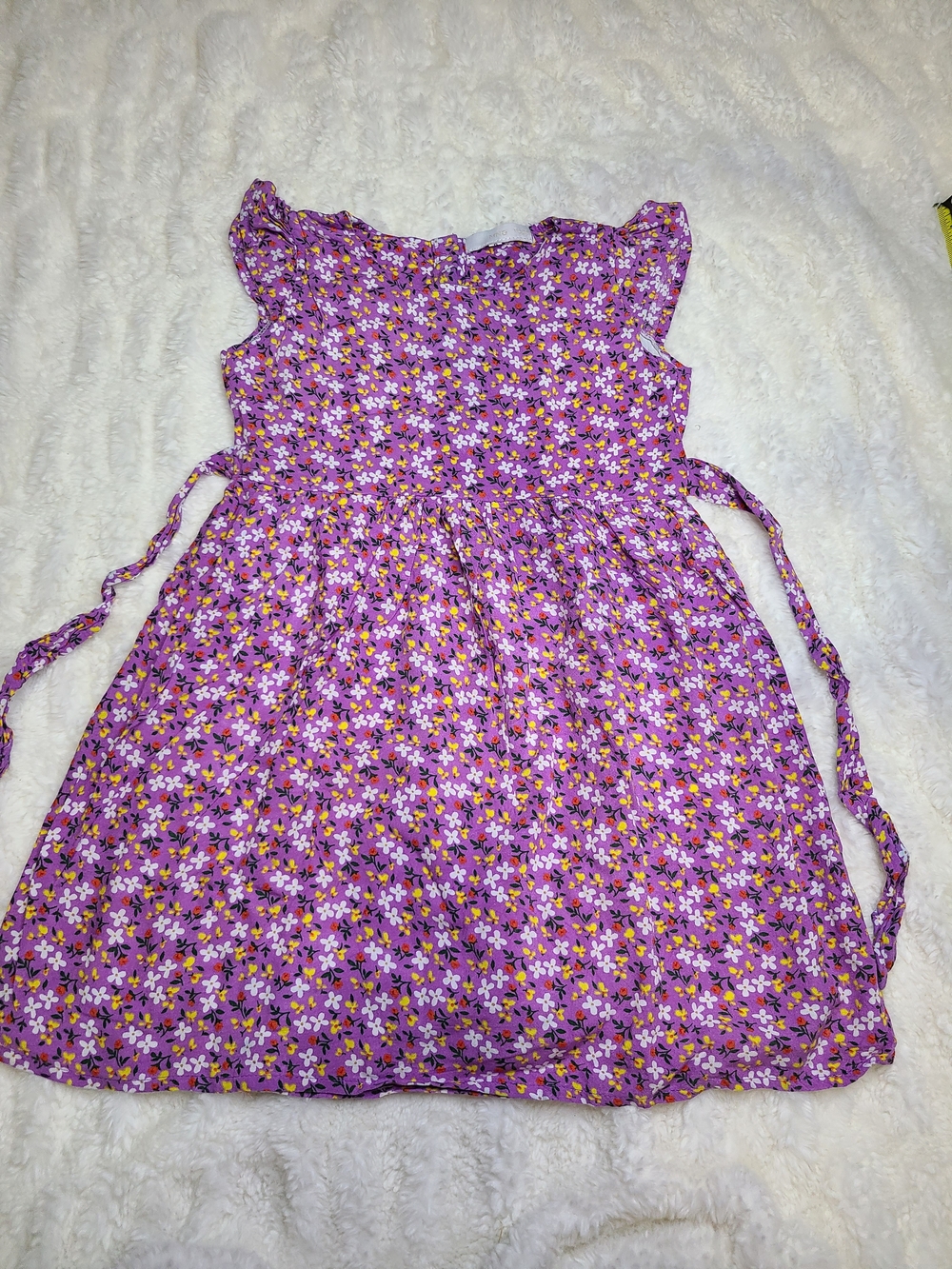Mango Girls Purple Floral Tie-Back Casual Dress Size 8